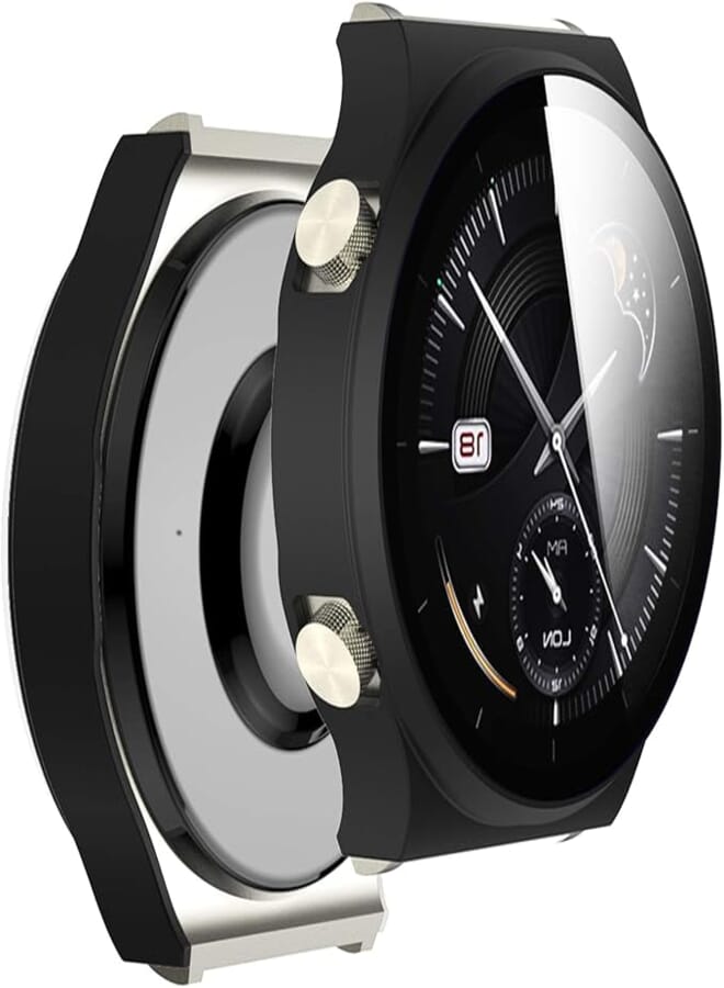 LOKEKE Compatible For Huawei Watch GT2 Pro Full Coverage PC Protective Case Cover Tempered Glass Screen Protector